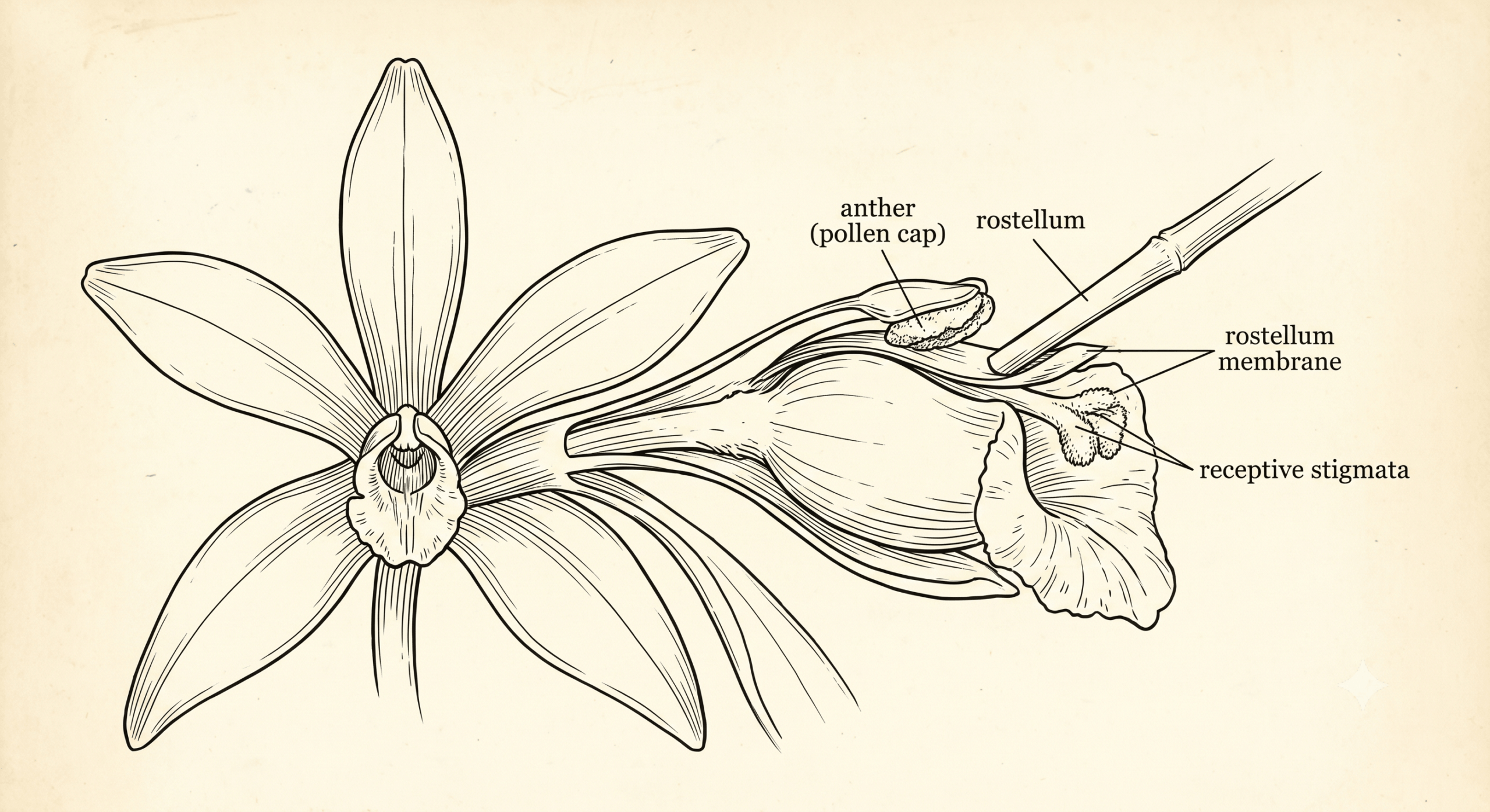 Fleur de vanille sauvage illustrant la Vanilla mexicana, la fausse vanille du Mexique